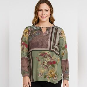 Tolani Collection | Patchwork Printed Tunic Blouse Artsy European